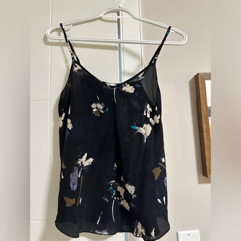 Aritzia-Wilfred Silk Flowy V-Neck Tank Top | Multicolor